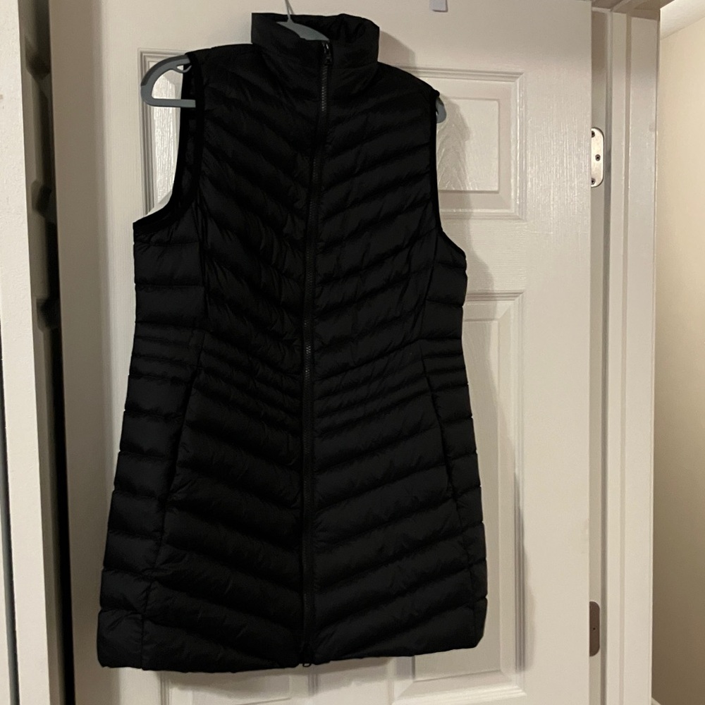 Lands' End Black Long Quilted Vest